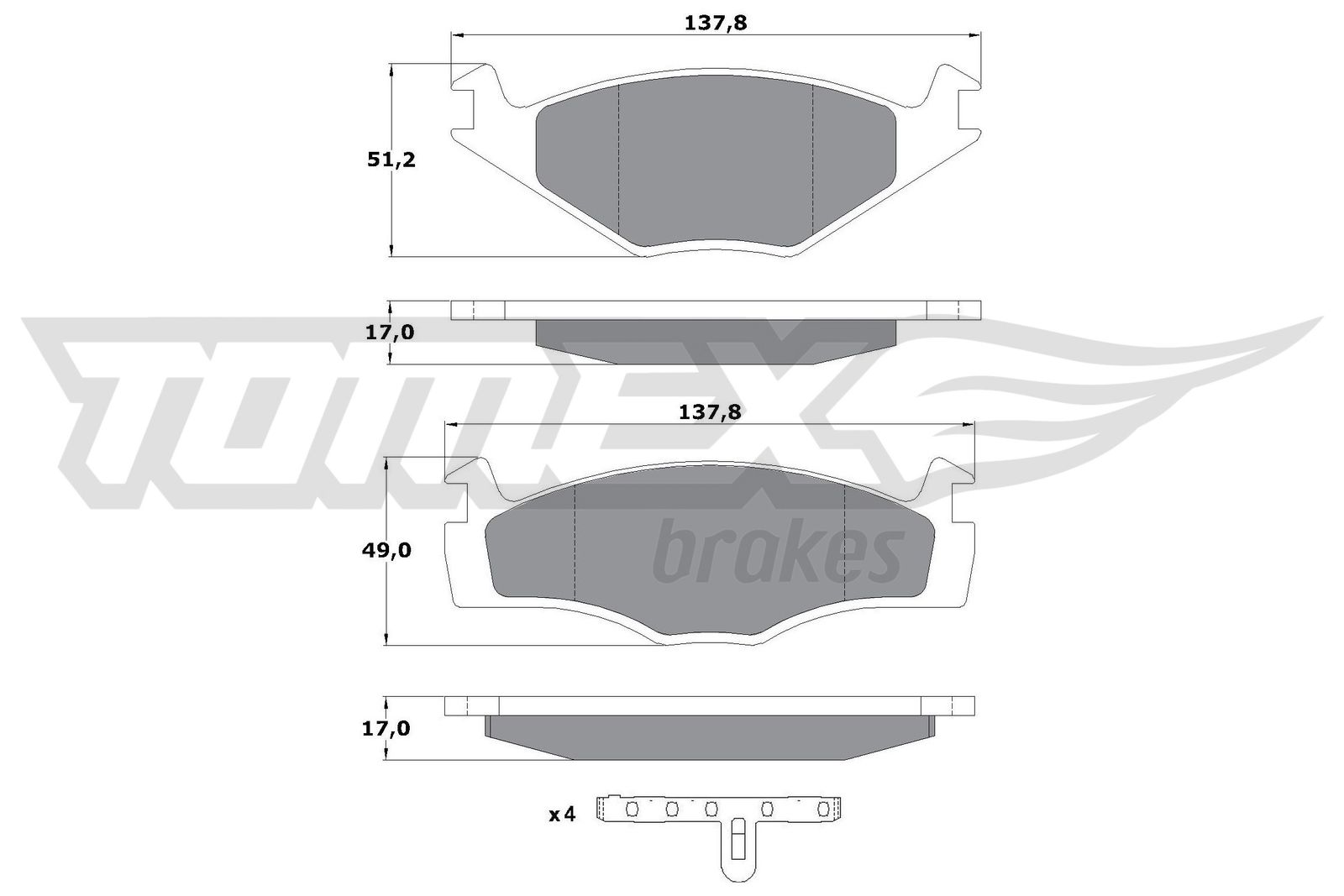 Sada brzdových platničiek kotúčovej brzdy TOMEX Brakes